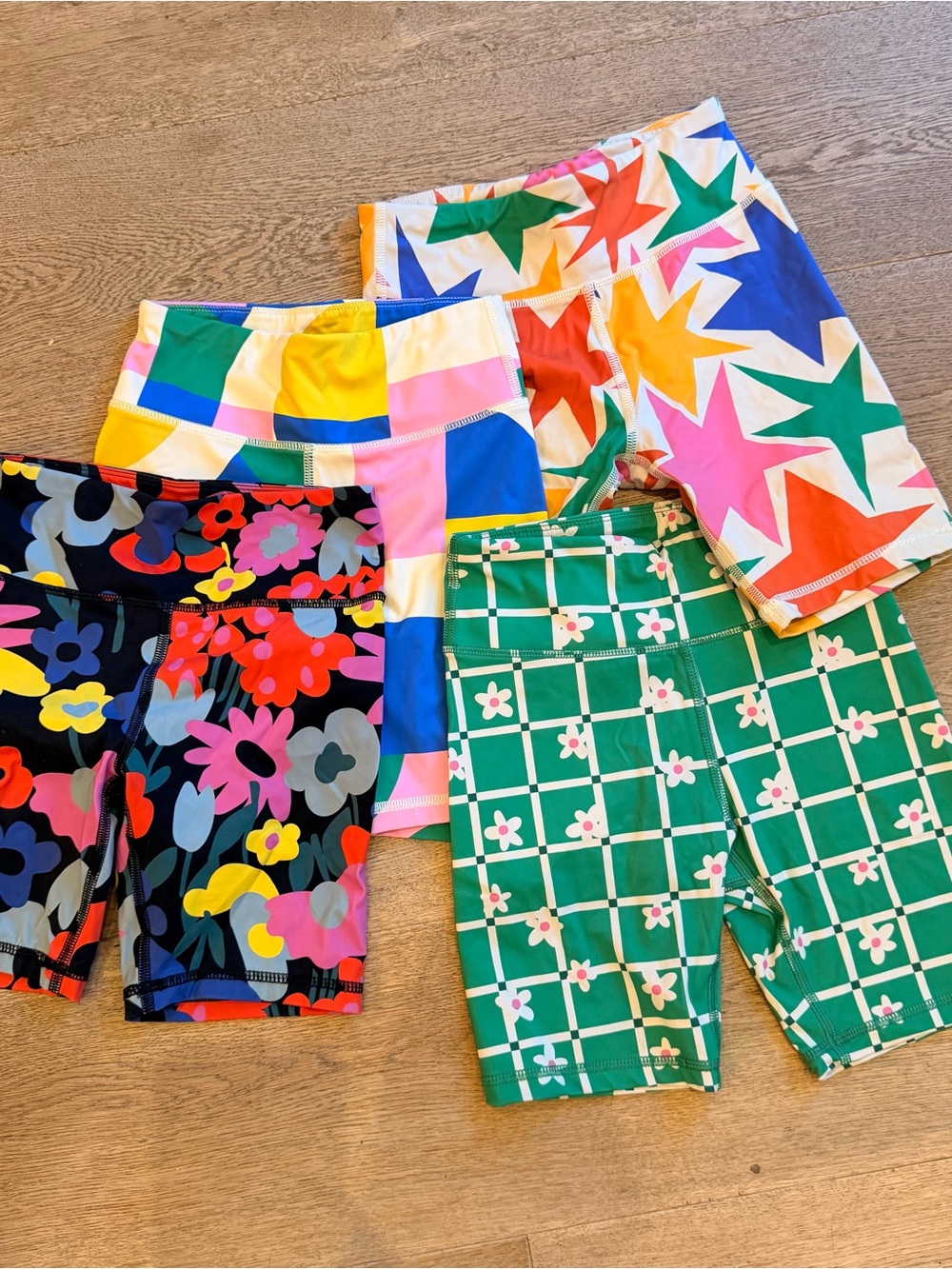 Hanna Anderson Kids Printed Biker Shorts - Floral, Star, Check Patterns bundle